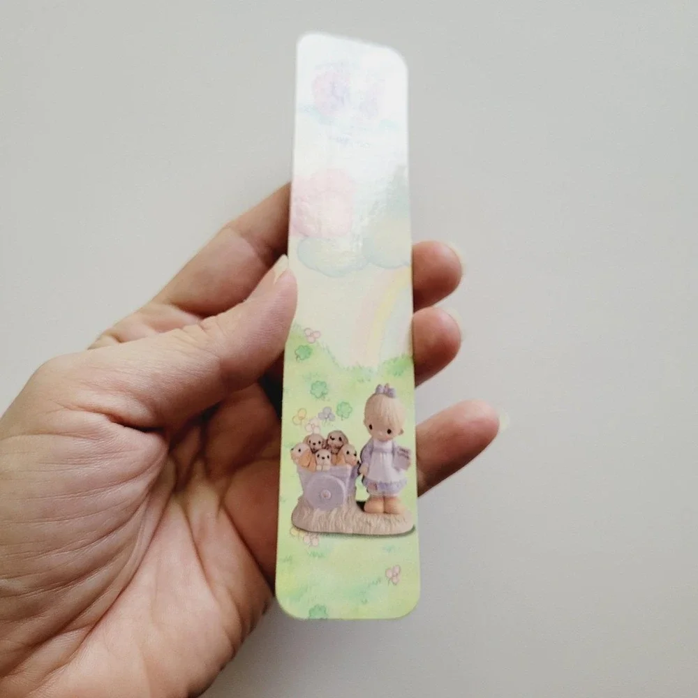 Vintage 90s Precious Moments Bookmark Girl Dogs Cottagecore, 1998 Enesco PCC477A